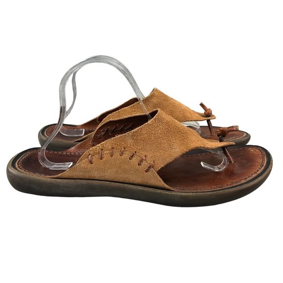DONALD J PLINER Sport Men's 13M Moro Brown Leather Moc Strap Thong Sandals ITALY - Picture 1 of 13